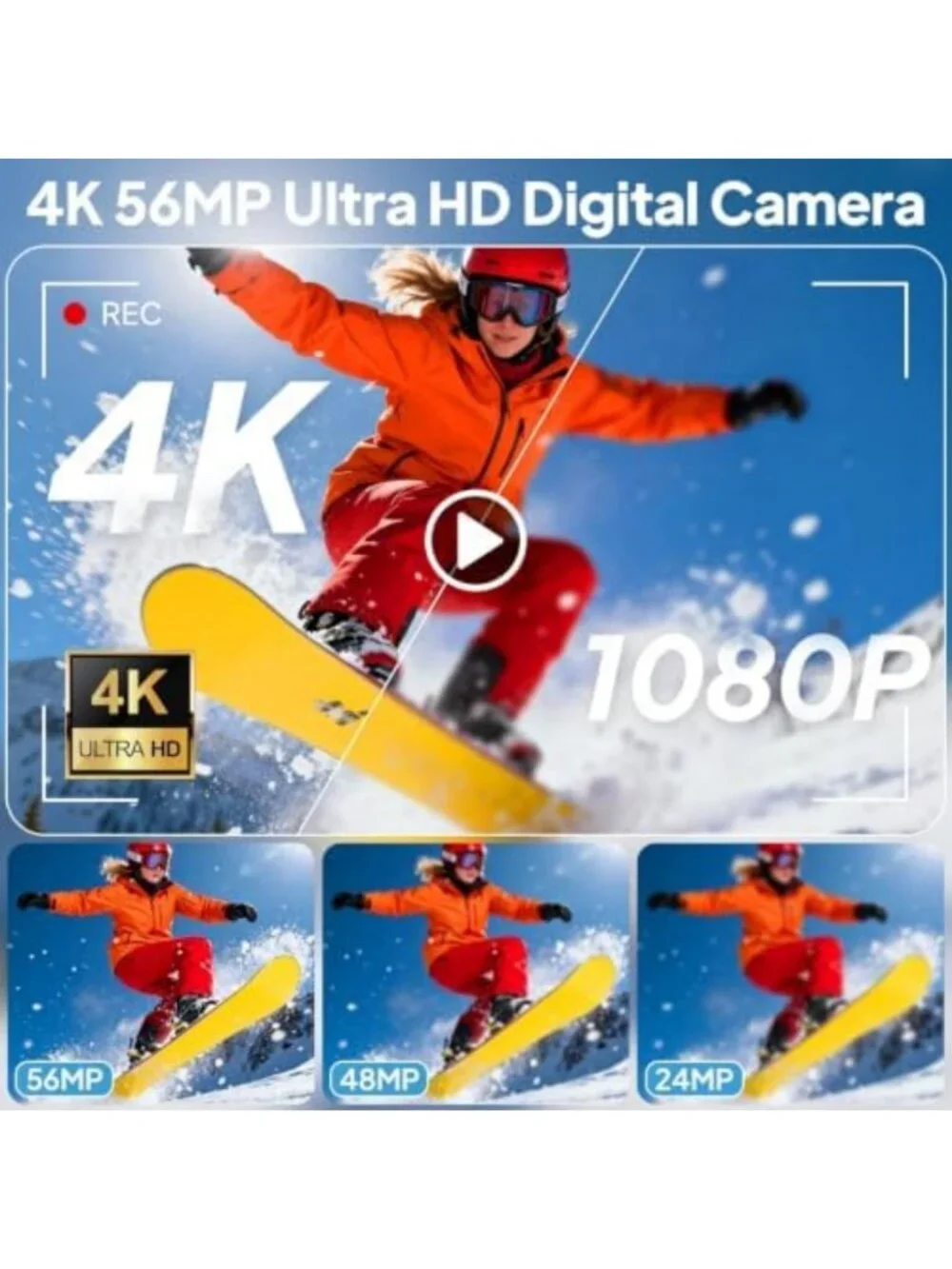 4K Digital Camera for Photography & Vlogging, 56MP Autofocus, 180° Flip Screen